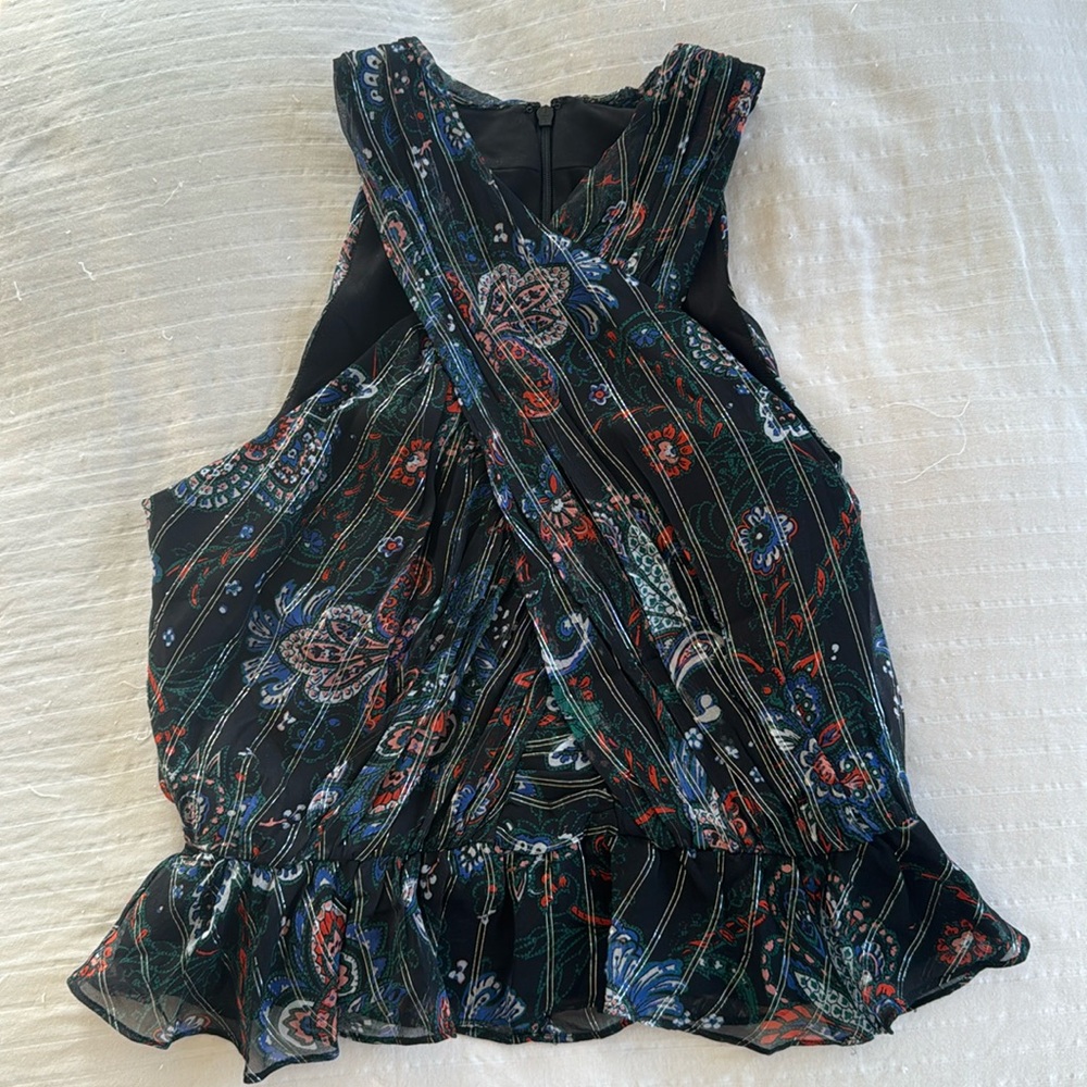 NWT Veronica Beard sz 8 Kailani metallic floral top silk paisley